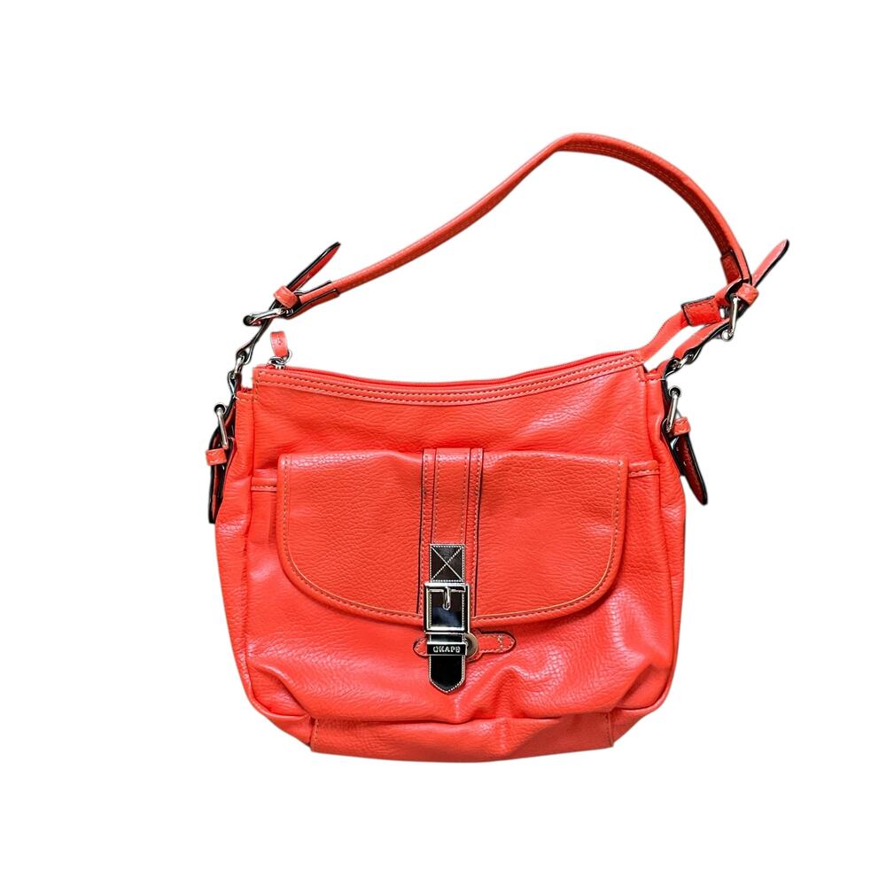 Chaps Bright Orange Leather Bag: Y2K, Modern